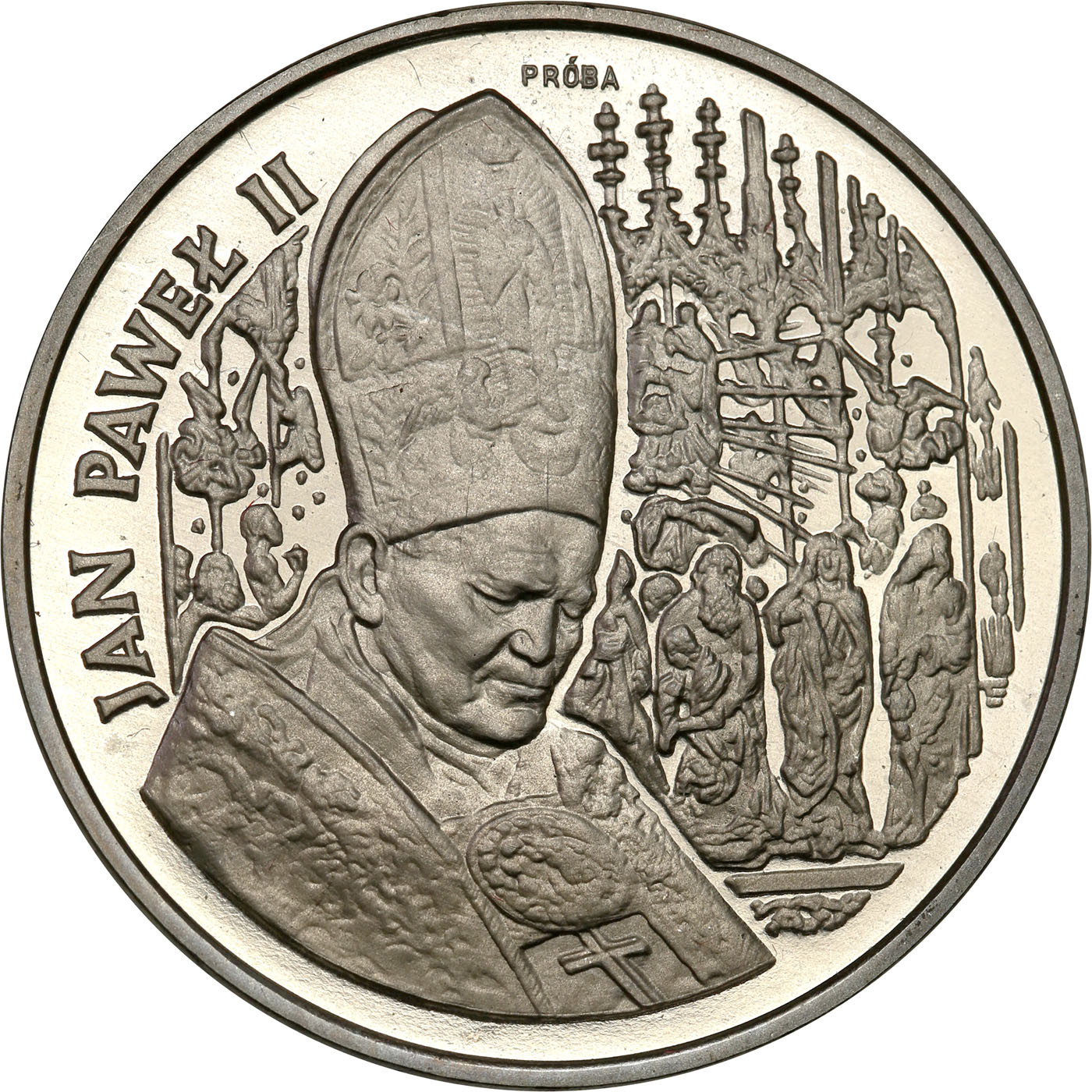 PRL. PRÓBA Nikiel 200 000 złotych 1991 -  Jan Paweł II – Ołtarz – Rzadka